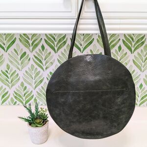 NWOT Black Leather Round Anthropologie Bag